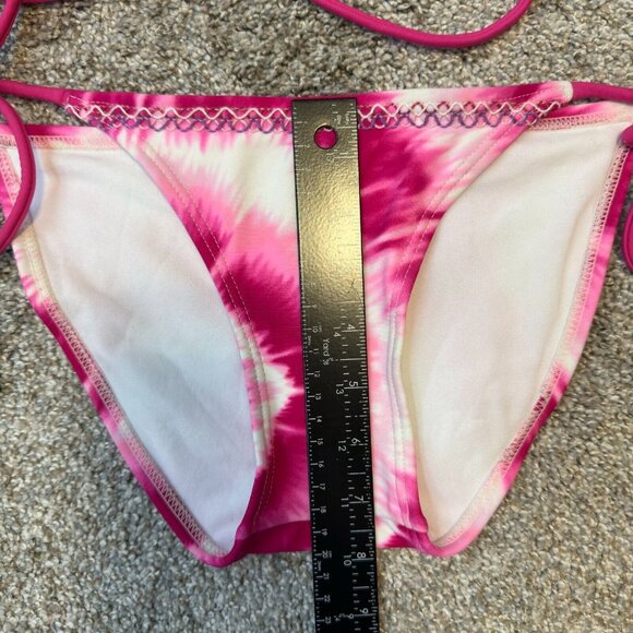 Y2K Vintage Bikini Swimsuit S Small M Medium Pink Tie-Dye Hi Cut Waist 2 Piece - Picture 5 of 9